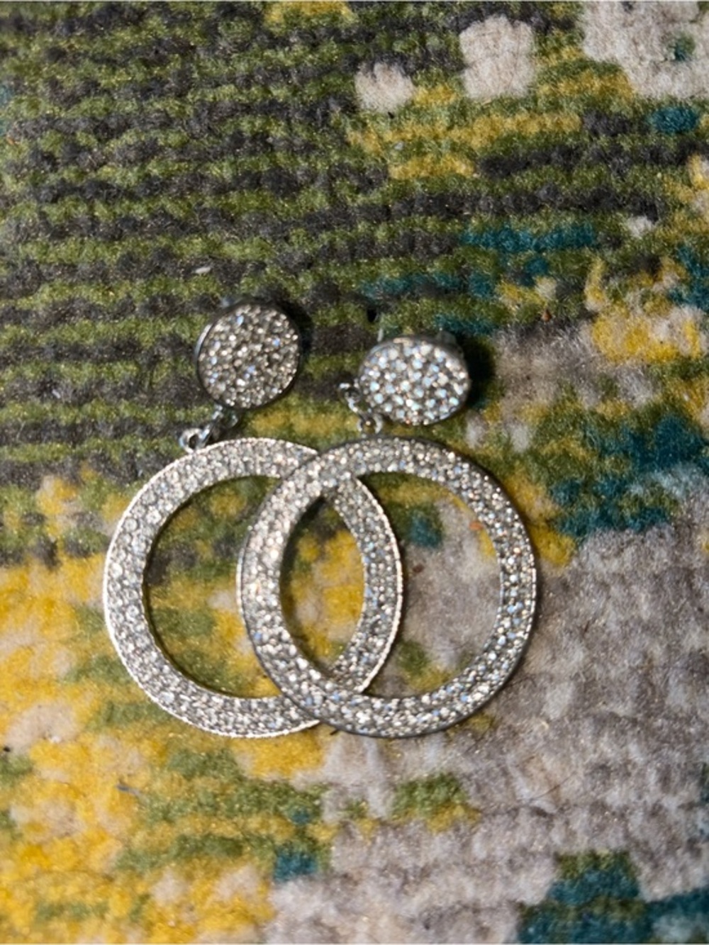 Fancy Chic Silver Crystal Hoop Drop Earrings - Sparkling Silver Statement